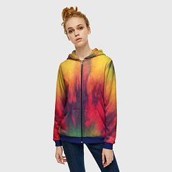 Толстовка на молнии женская Огненный тай дай, цвет: 3D-синий — фото 2