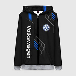 Толстовка на молнии женская Volkswagen - blue technology, цвет: 3D-меланж