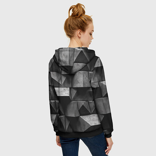 Женская толстовка на молнии Обман зрения и каменные плиты / 3D-Черный – фото 4