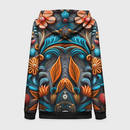 Женская толстовка на молнии Mirrow floral pattern - art - vogue / 3D-Черный – фото 2