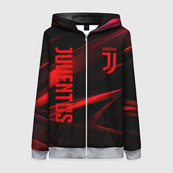 Толстовка на молнии женская Juventus black red logo, цвет: 3D-меланж