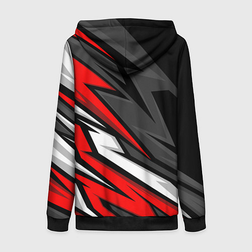 Женская толстовка на молнии Kawasaki - red uniform / 3D-Черный – фото 2