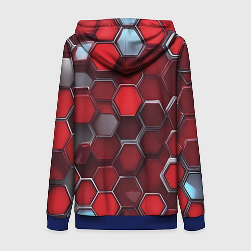 Женская толстовка на молнии Cyber hexagon red / 3D-Синий – фото 2