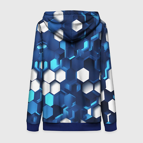 Женская толстовка на молнии Cyber hexagon Blue / 3D-Синий – фото 2