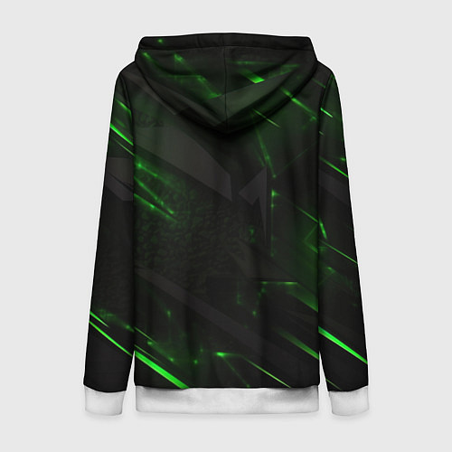 Женская толстовка на молнии Dark black green abstract / 3D-Белый – фото 2