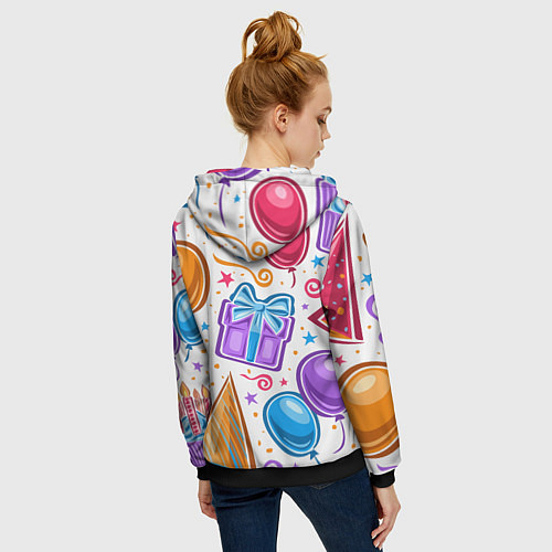 Женская толстовка на молнии Вечеринка / 3D-Черный – фото 4