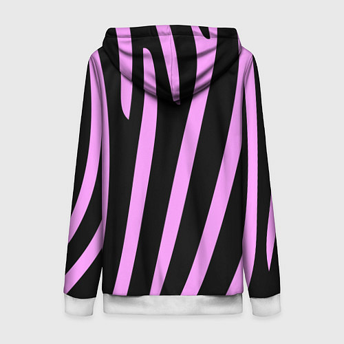 Женская толстовка на молнии Полосы розовой зебры / 3D-Белый – фото 2
