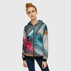 Толстовка на молнии женская Палитра масло, цвет: 3D-черный — фото 2
