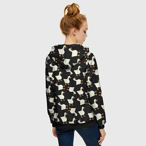 Женская толстовка на молнии Паттерн с гусями / 3D-Черный – фото 4