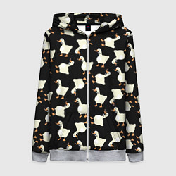 Толстовка на молнии женская Паттерн с гусями, цвет: 3D-меланж