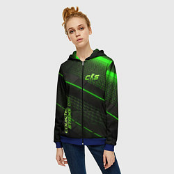 Толстовка на молнии женская CS2 green neon, цвет: 3D-синий — фото 2
