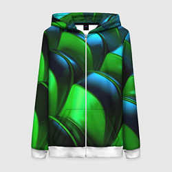 Женская толстовка на молнии Зеленые абстрактные элементы