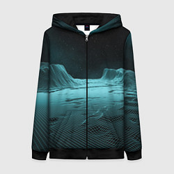 Толстовка на молнии женская Space landscape - vaporwave, цвет: 3D-черный