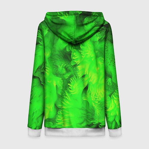 Женская толстовка на молнии Green abstract texture / 3D-Белый – фото 2