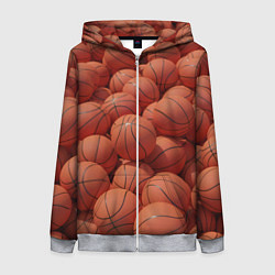 Толстовка на молнии женская Узор с баскетбольными мячами, цвет: 3D-меланж