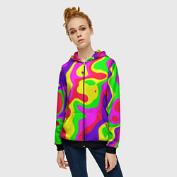 Толстовка на молнии женская Абстракция пять цветов, цвет: 3D-черный — фото 2
