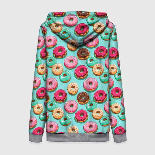 Женская толстовка на молнии Разноцветные пончики паттерн / 3D-Меланж – фото 2