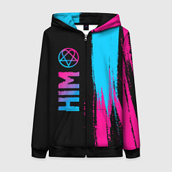 Толстовка на молнии женская HIM - neon gradient: по-вертикали, цвет: 3D-черный