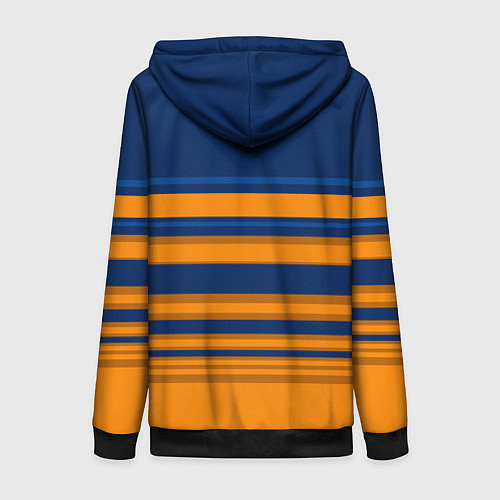 Женская толстовка на молнии Желто-синий полосатый узор / 3D-Черный – фото 2