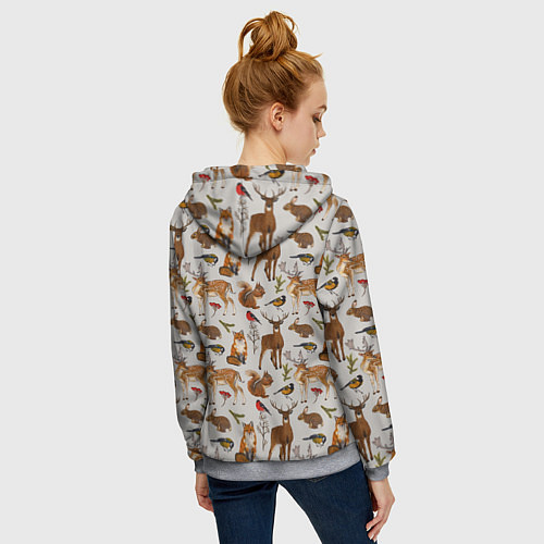 Женская толстовка на молнии Лесные животные / 3D-Меланж – фото 4