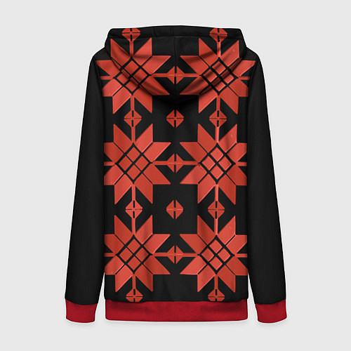 Женская толстовка на молнии Удмуртский - вертикаль black / 3D-Красный – фото 2