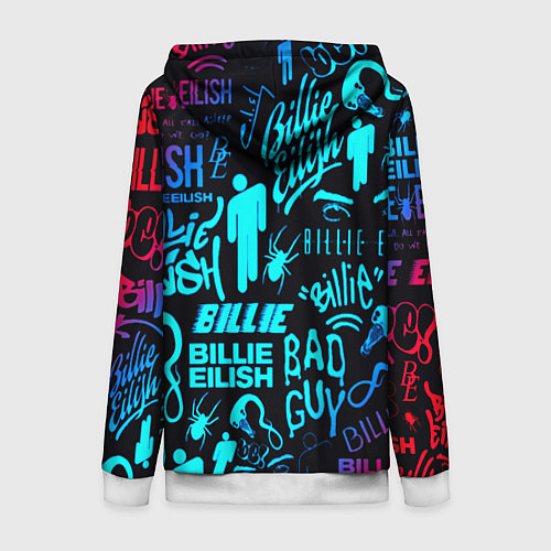 Женская толстовка на молнии Billie Eilish neon pattern / 3D-Белый – фото 2