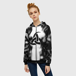 Толстовка на молнии женская Скандинавский узор душа, цвет: 3D-черный — фото 2