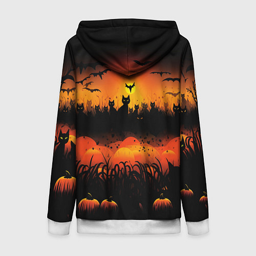 Женская толстовка на молнии Кошки хэллоуина / 3D-Белый – фото 2