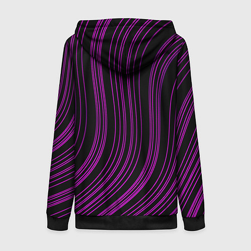 Женская толстовка на молнии Абстракция фиолетовые линии / 3D-Черный – фото 2
