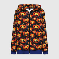 Женская толстовка на молнии Весёлые тыквы на Хеллоуин паттерн