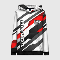 Толстовка на молнии женская Honda - red and white, цвет: 3D-черный