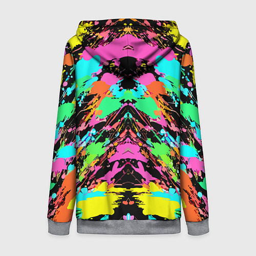 Женская толстовка на молнии Красочный зеркальный паттерн - кляксы / 3D-Меланж – фото 2
