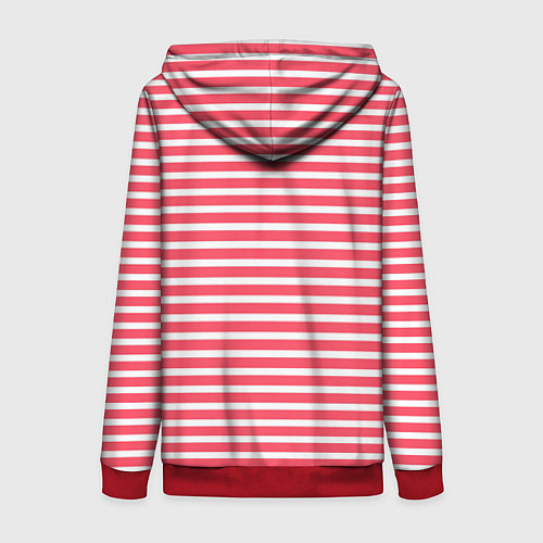 Женская толстовка на молнии Белый в коралловую полоску / 3D-Красный – фото 2