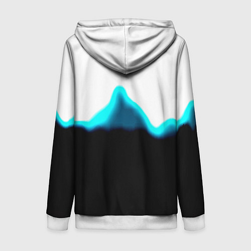 Женская толстовка на молнии Герб РФ синяя волна / 3D-Белый – фото 2