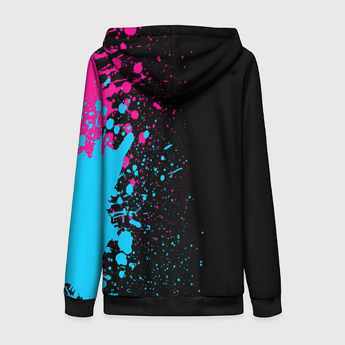 Женская толстовка на молнии Hollywood Undead - neon gradient: по-вертикали / 3D-Черный – фото 2