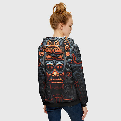 Женская толстовка на молнии Арт в этническом стиле / 3D-Черный – фото 4