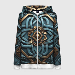 Толстовка на молнии женская Симметричный орнамент в кельтской стилистике, цвет: 3D-белый