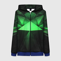 Толстовка на молнии женская Яркая зеленая геометрия, цвет: 3D-синий