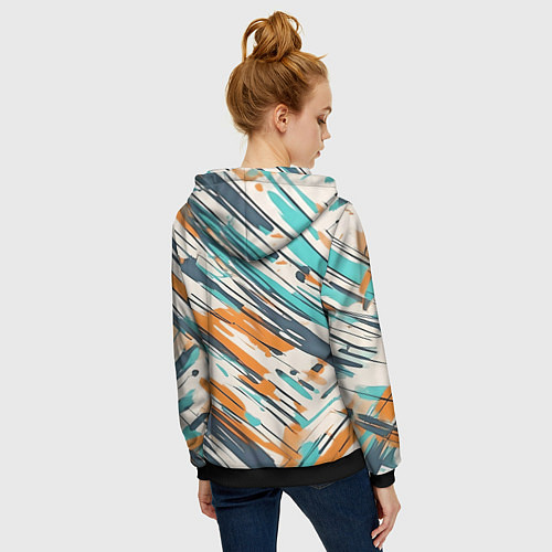 Женская толстовка на молнии Абстракция разноцветная / 3D-Черный – фото 4