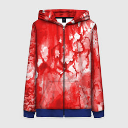 Толстовка на молнии женская Кровь на белом, цвет: 3D-синий
