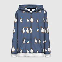 Женская толстовка на молнии Забавное семейство пингвинов