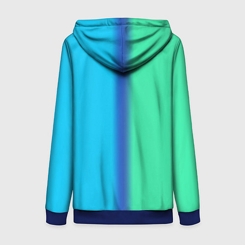 Женская толстовка на молнии Сине зелёный светлый градиент / 3D-Синий – фото 2
