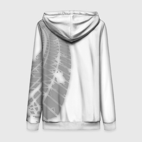 Женская толстовка на молнии Jaguar speed на светлом фоне со следами шин по-вер / 3D-Белый – фото 2