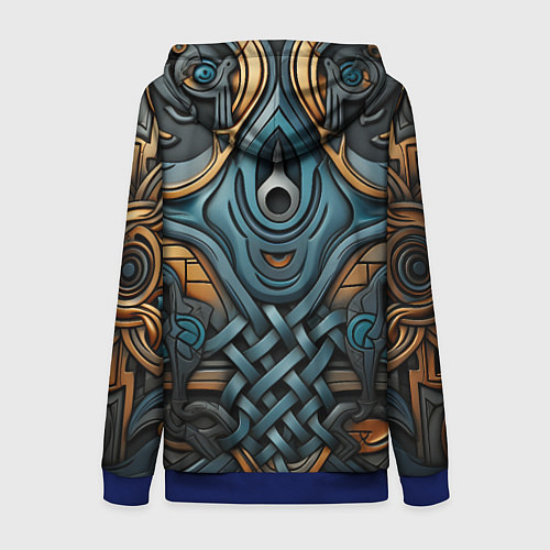 Женская толстовка на молнии Асимметричный узор в скандинавском стиле / 3D-Синий – фото 2