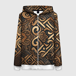 Толстовка на молнии женская Асимметричный узор в викингском стиле, цвет: 3D-белый