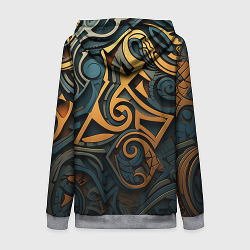 Женская толстовка на молнии Абстрактный узор в викингском стиле / 3D-Меланж – фото 2