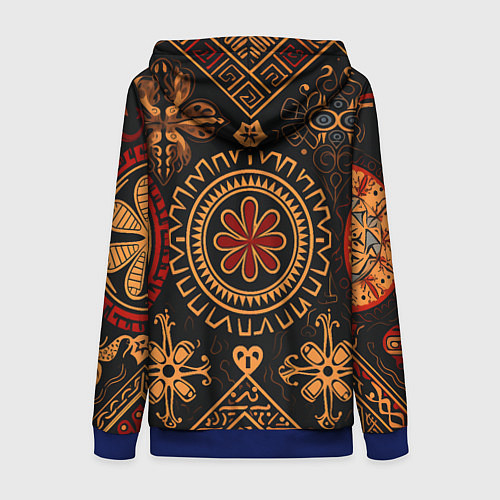Женская толстовка на молнии Орнамент в славянском стиле на тёмном фоне / 3D-Синий – фото 2