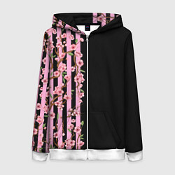 Женская толстовка на молнии Сакура и полосы