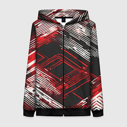 Женская толстовка на молнии Киберпанк линии белые и красные