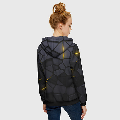 Женская толстовка на молнии Chevrolet - плиты с эффектом свечения / 3D-Черный – фото 4